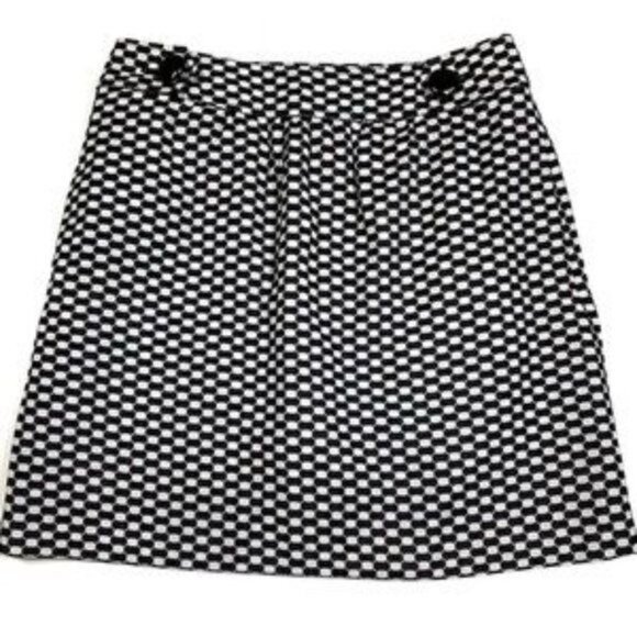 Banana Republic Factory Black and White Honeycomb Print A-Line Mini Skirt Size 6 - Picture 1 of 8